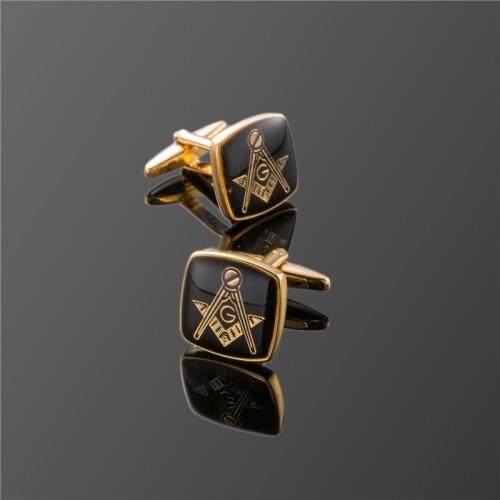 XK391 High quality mens shirts Masonic logo Cufflinks golden / Masonic Cufflinks / mens shirts, clothing accessories