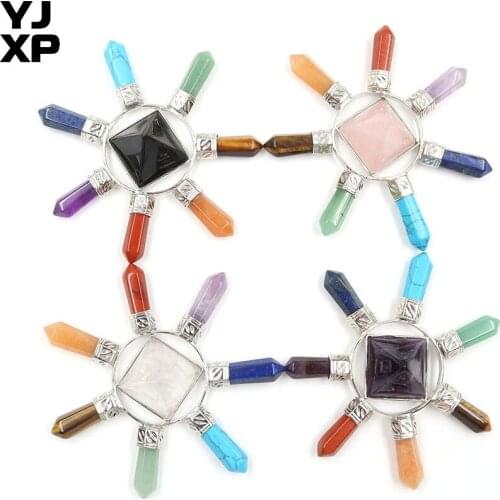 YJXP 1 Pcs Square Pyramid Energy Generator Transmitter 7 Chakra Reiki Hexagonal Column Healing Yoga Balance Jewelry Accessories