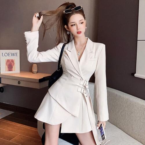 Women Dresses False Two-Piece Suit Business Suit Dress Womens Summer New Long Sleeve Vestido De Mujer