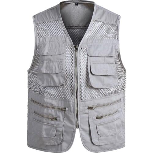 Summer Outdoors Mesh Multi Pockets Vest Men Thin Breathable Classic Reporter Vest Shooting Sleeveless Jacket Coat Waistcoat