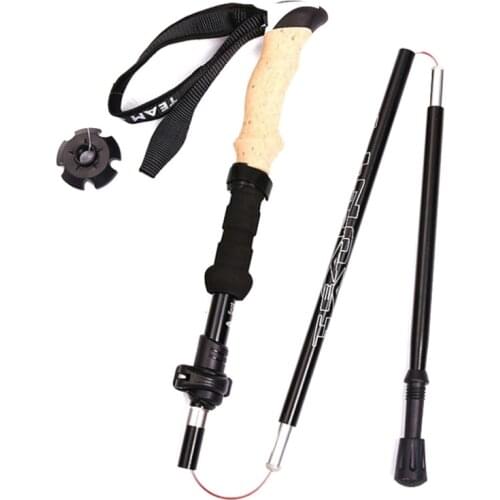 1pc Hiking Walking Sticks Aluminum Trekking Pole Ultralight Camping Hiking Foldable Walking Pole Telescopic Crutches