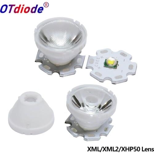 10pcs CREE XML LED XML2 LED XHP50 LED Lens 20mm white holder 10/25/45/60 degree LED LENS/Reflector Collimator