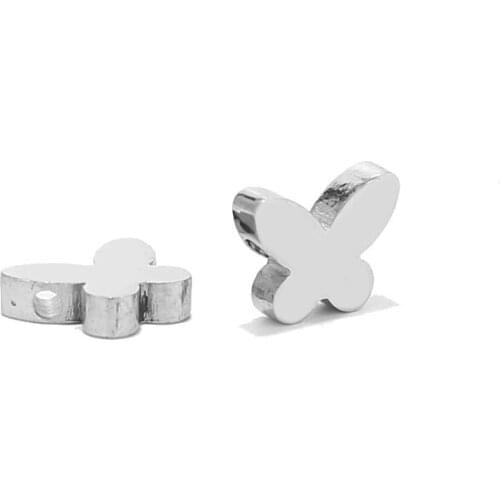 10pcs/lot well polished Charm Pendant Butterfly stainless steel Beads Silver Color Jewelry Making DIY Bracelet necklace