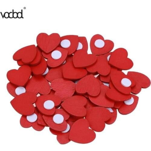 100pcs/set Wall Sticker Mini Wooden Red Love Heart Sponge Stickers DIY Craft Home School Office Stationery Decor Supplies Hot