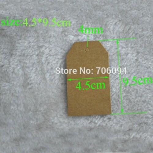 1000pcs/lot,4.5*9.5cm DIY Blank Brown Hang Tag Gift tag,gift hang tag/lable ,custom logo size shape tag need extra cost