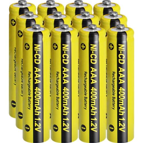 12pcs NICD 1.2V AAA rechargeable battery 400mah button top indurstry batteries PKCELL brand