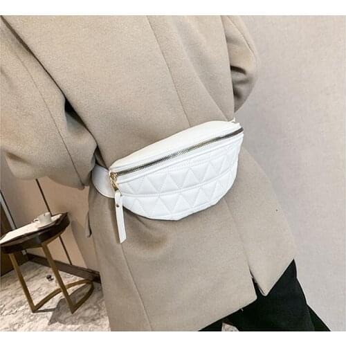 2021 Women PU Waist Bag Zipper Waist Pack Bag Chest Bag