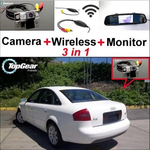 3 in1 Special Rear View Wifi Camera + Wireless Receiver + Mirror Monitor Easy Parking System For Audi A6 S6 RS6 C5 MK5 1997~2004