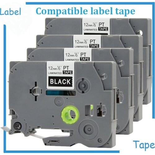 4pk Tze335 Tze-335 12mm Tz Tapes Compatible Brother Ptouch Cartridge Label Maker Tape Tz335 Tz-335 Tz 335 white on black