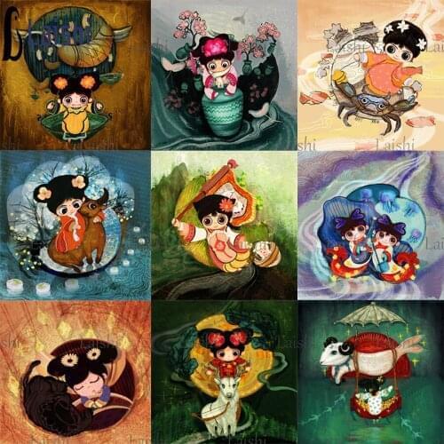 5D square round Cartoon creative little princess 12 constellation series full diamond embroidery diamond painting mosaic hobby