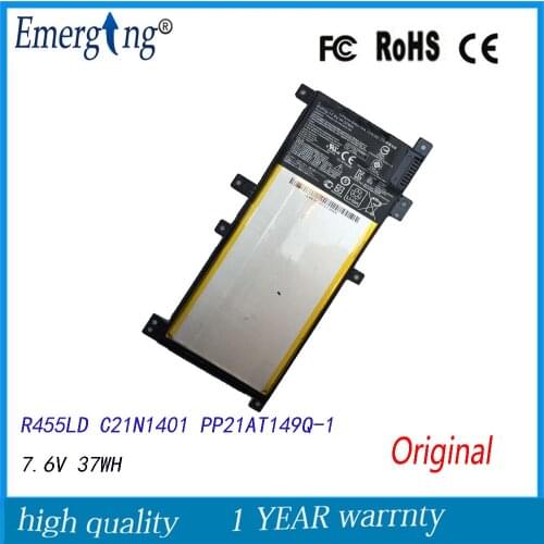7.6V 37Wh New Genuine Original Laptop Battery for ASUS NOTEBOOK X455 LA LD R455LD C21N1401 PP21AT149Q-1