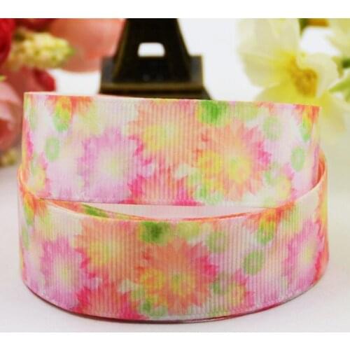 7/8'' 22mm,1" 25mm,1-1/2" 38mm,3" 75mm Flowers Cartoon Printed grosgrain ribbon party decoration DIY Hairbow 10 Yards X-01028