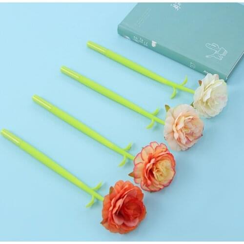 8 Pcs Creative Simulation Rose Flower Silicone Gel Pen School Office Stationery Valentines / Teachers' Day Gift