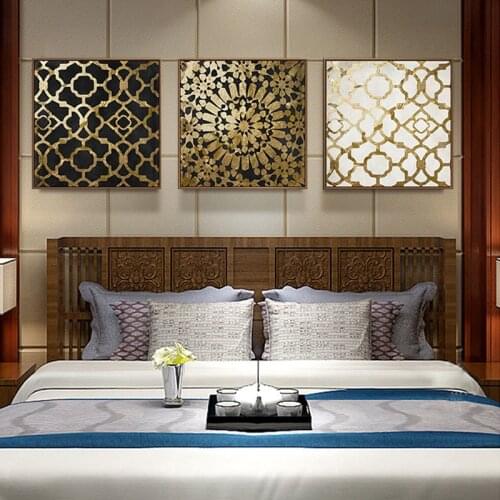 Abstract Gold Modern Geometric Pattern Lines Canvas Painting Picture Home Decor Wall Art Canvas Poster Print Room Wall Picture