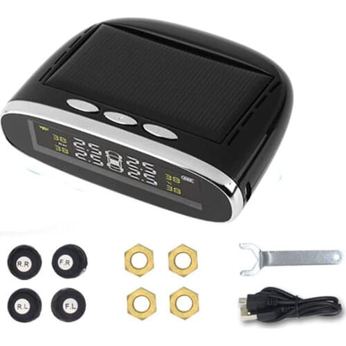 Car TPMS tire pressure monitor round wireless tire pressure monitoring alarm system LCD color display two installation methods
