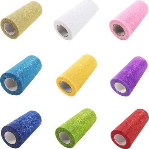 15cm 25yards Glitter Sequin Tulle Roll Spool Wedding Birthday Party Decoration DIY Craft Fabric for Tulle Skirt Dress Curtain