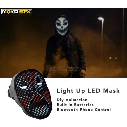 Shinning Mask Diy Picture Text Light Up Mask High Bright Screen Pattern Bluetooth LED Mask with Chargeable Batteryfor Concert DJ