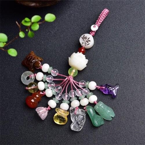 Key Chain Amethyst Rose Quartz Red Agate Aventurine Blue Crystal Citrine Folk Craft