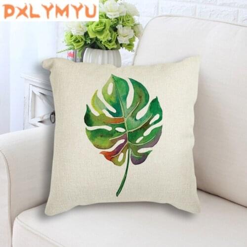 Nordic Art Cushion Cover Throw Pillows Covers 45Cmx45Cm for Sofa Bed Tropical Plant Leaves Minimalism Square Throw Pillow Case