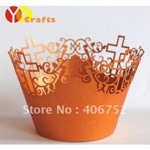 Laser cut wedding Cross design decorative cupcake wrapper