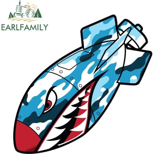 EARLFAMILY 13cm X 13cm for Bomb Flying Tiger Shark Mouth Decals Vinyl Car Stickers Personality JDM Accessoires RV Waterproof