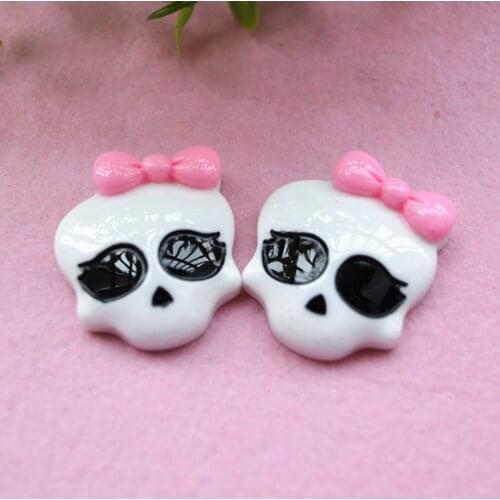 10pcs/Lot Mix Colors skull Cabochons Botoes De Resina Cora Flat Back Resin For Girls DIY Phone Decoration