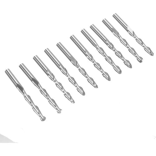 10PCS Tungsten Carbide End Mill Cutter 1/8 inch Shank 2 Flute Carbide CNC Ball Nose End Milling Cutter Tool for Engraved Wood