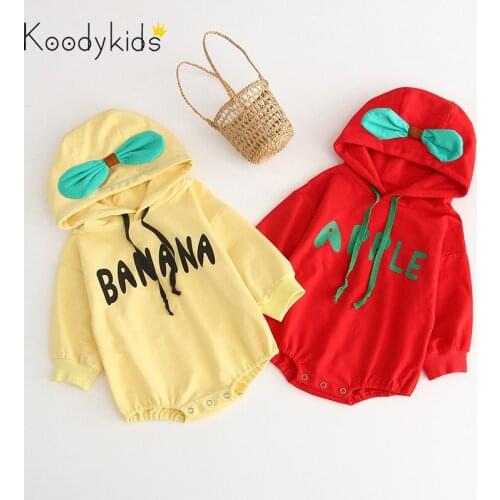 Koodykids 2020 Baby Girl Baby Boy Bodysuits Spring Rompers Cotton Fashion Romper Apple Printed Autumn Clothes Long Sleeve