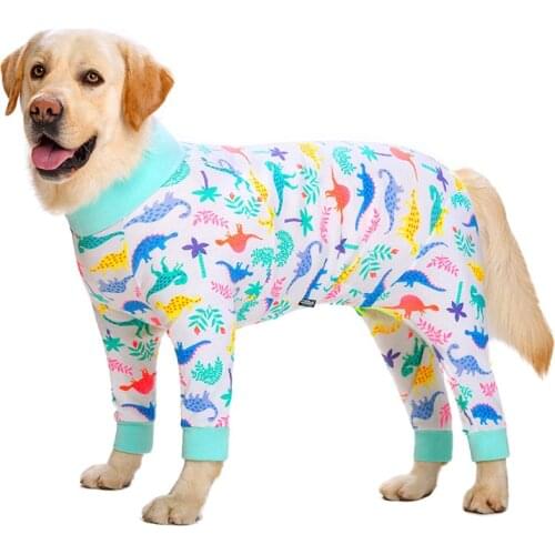 Fashion Printed Big Dog Pajamas Cotton Contains Shedding Hair Surgery Recovery Suit Sport Full Bodysuit Jumpsuit for Large Dogs