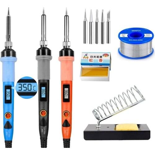 80W Soldering Iron Kit LCD Digital display Adjustable Temperature Quick Heating Hot Air Gun soldering iron tip Welding Tools set