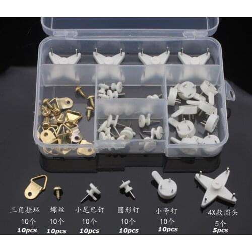 A set of picture hanger White Plastic Invisible Wall Mount in one box Photo Picture Frame Nail Hook Hanger