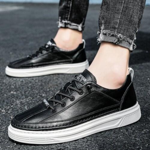 New Mens Leather Shoes Man Luxury 2021 Spring Autumn Fashion Comfy Lace-Up Mens Shoes Brand Outdoor Skateboard Men Causal Shoes