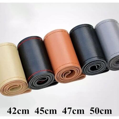 DIY Braid On steering-wheel Car Steering Wheel Cover With Needles and Thread Soft Artificial leather Diameter 42 45 47 50cm
