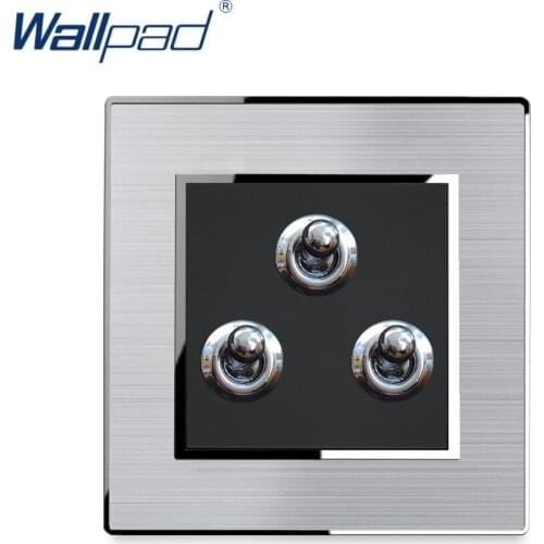 3 Gang 2 Way Toggle Light Switch New Arrival Stainless Steel Panel With Silver Border Wallpad Wall Switch 16A AC110-250V