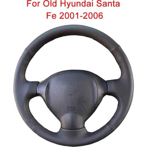 Customize Car Steering Wheel Cover For Old Hyundai Santa Fe 2001-2006 Leather Braid For Steering Wheel