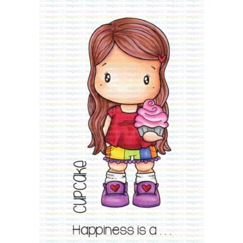 10x8 Girl holding cake in hand Transparent Clear Stamps Silicone Seals for DIY scrapbooking photo album Card Making