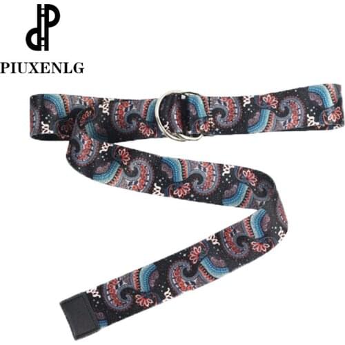 Ethnic Style Belt Fashionable Nylon WomenS Designer Metal Buckle Ladies Gifts All-Match Jeans Trousers Canvas Printed Belt A2