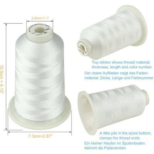 Simthread Polyester Embroidery Machine Thread 5000M Huge Spools 120D/2