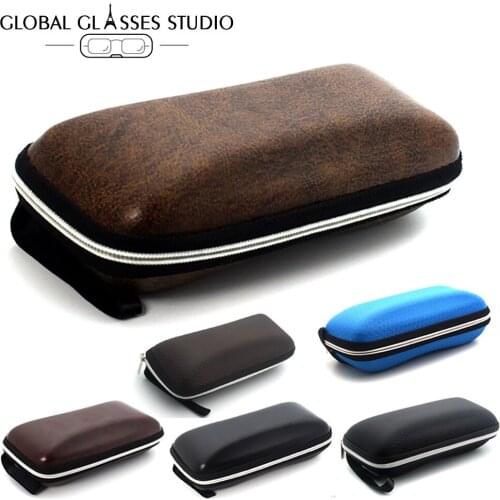 Sunglasses Eyeglasses Brown Black White Zipper Hard Case Protective Box HS07