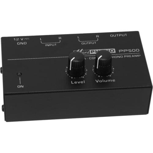 Pp500 Ultra-Compact Phono Preamp Preamplifier with Level & Volume Controls Rca Input & Output 1/4 Inch Trs Output Interfaces,Eu