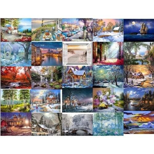 Snowing senenery 2 Needlework,Sets For full Embroidery kits,Home decor 14/18/28ct /11ct white canvas,Dmc,Diy,Cross stitch