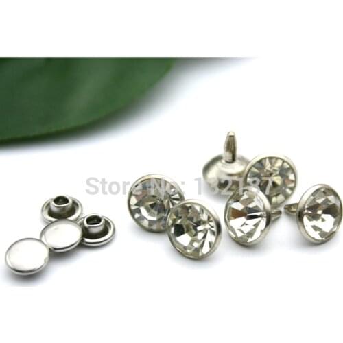 9.5mm glass stone rivets nail bass rhinestone rivets diamond rivets silver nickle color free shipping ZD010