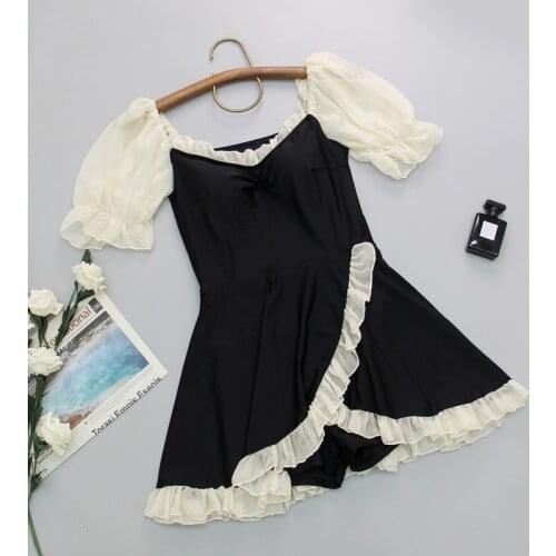 2021 New Korean Summer Sexy One Piece Swimsuit Women Solid Push Up Swimwear Suit Pad Bathing Suit Monokini Swim Skirt