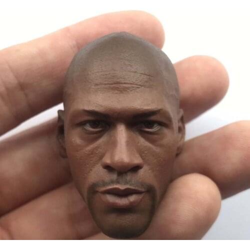 1/6 Scale Michael Head Sculpt Calm Basketball Star Black Man Head Carving Model for 12in Action Figure Phicen M36B Body