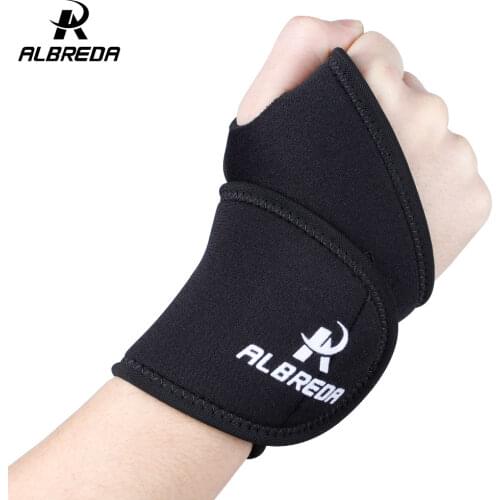 ALBREDA 1PC Thumb buckle Sports GYM Wristband Fitness Powerlifting Tennis Elastic Wrist Wraps Breathable Sweatband sport safety