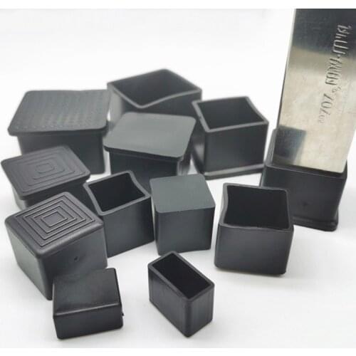 2/4/8Pcs Square Black Table Chair Feet Stick Cover Tube Pipe End Caps Anti Skid Furniture Protector 15x15~60x60mm