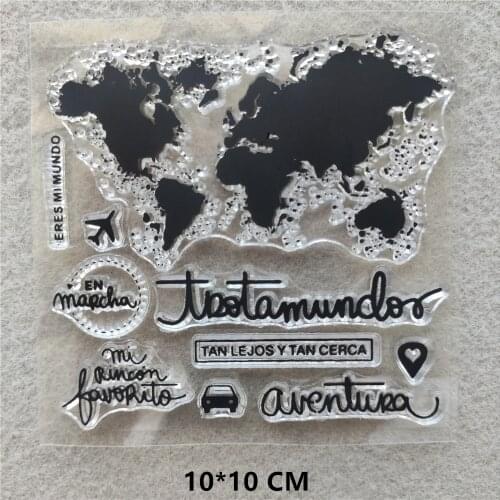 2020 World Map Clear Stamps DIY Scrapbooking Craft Supplies Silicone Seal Custom Photo Album Transparent Stamp for Stamping