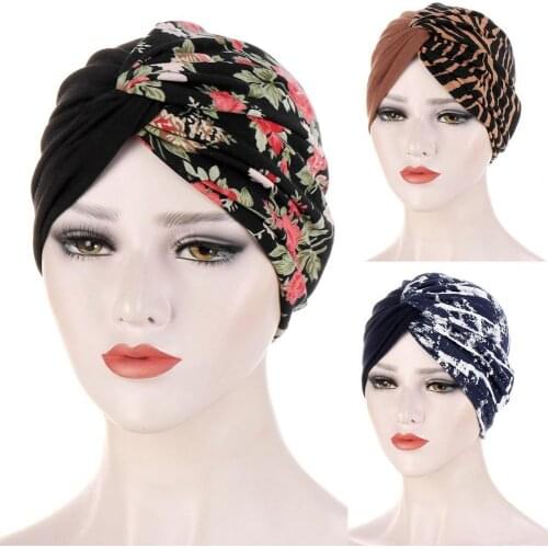 2020 Forehead cross Inner caps for hijab bonnet Fashion print cotton turban Africa wrap head scarf Inner hijabs turbante