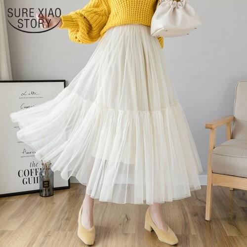 2021 Women Long Maxi Pleated Skirt Midi Skirt Womens High Waist Elascity Skirts Womens Solid Casual Party Skirt Spring 8963 50