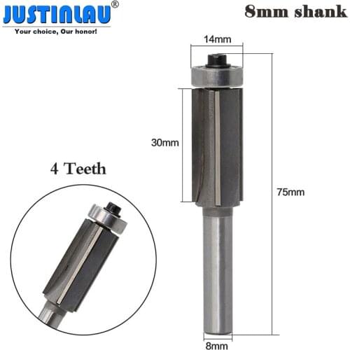 JUSTINLAU 4-blade Trimming Knife with Bearing Carbide-tipped Cutter Wood Milling Cutter Woodwork Trimmer Tool for Bearing